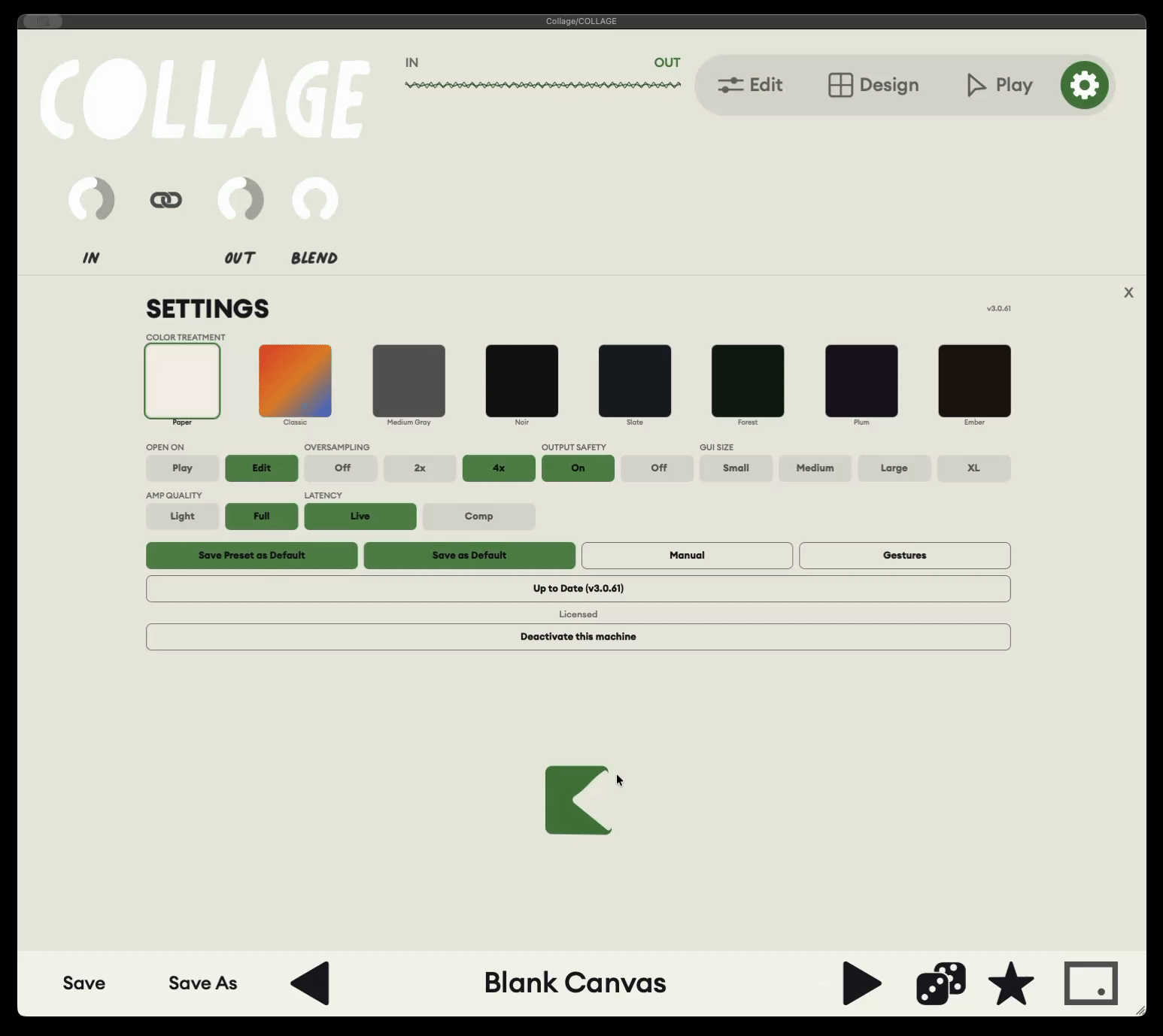 Collage color treatments in Settings