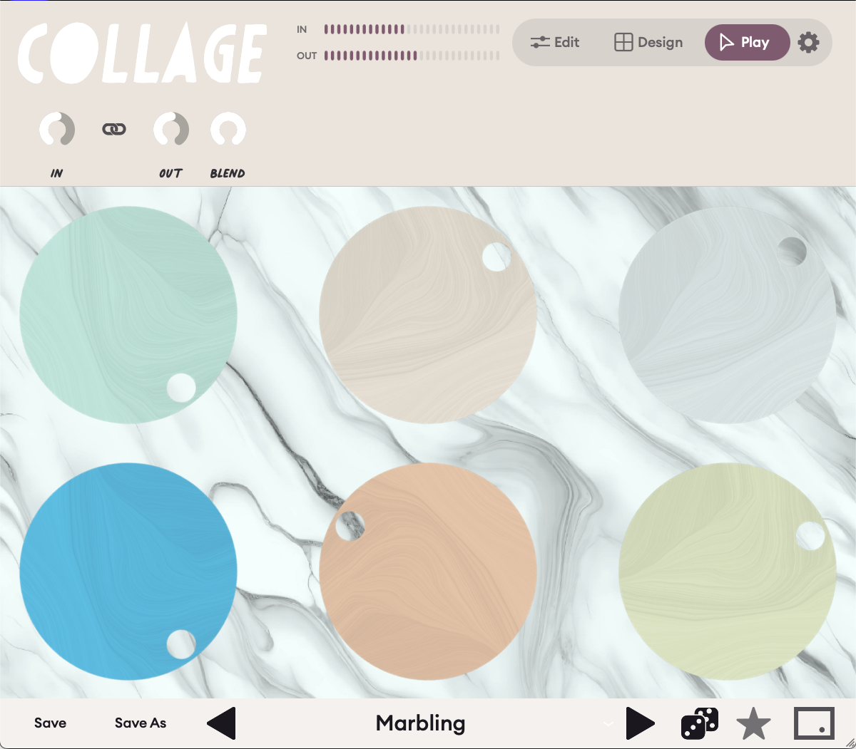 Collage playing the Marbling preset